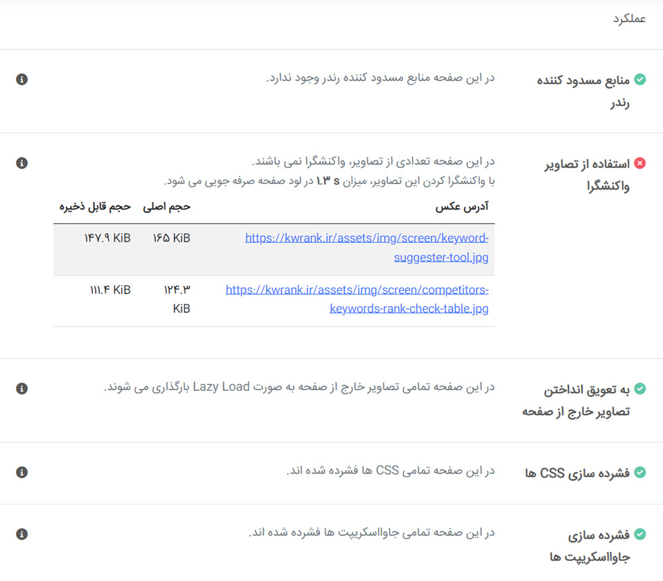 بررسی سرعت لود اجزای صفحه