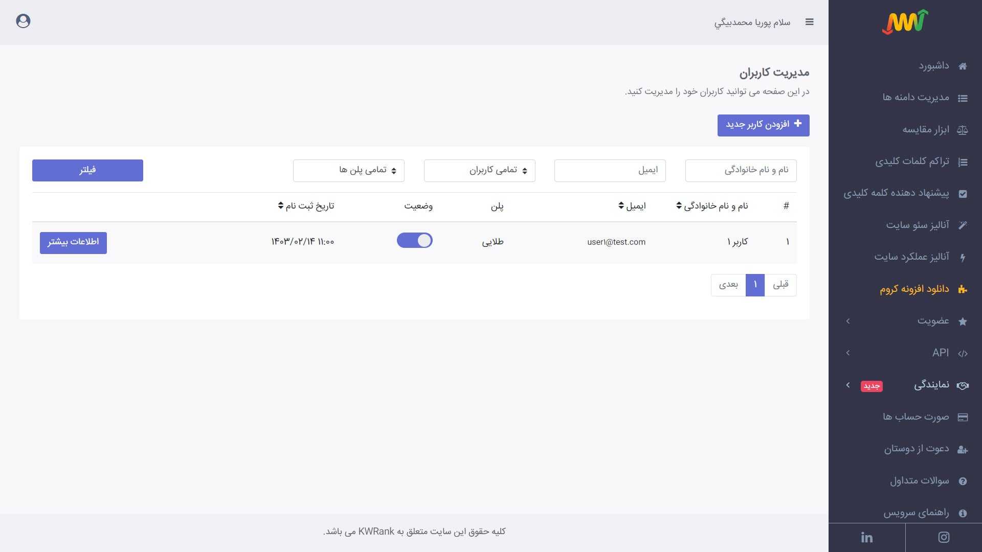 غیر فعال سازی کاربر نماینده